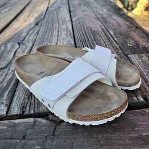 Birkenstock, Oita Suede Leather, Antique White, Sandal Slides, Size 40 EU